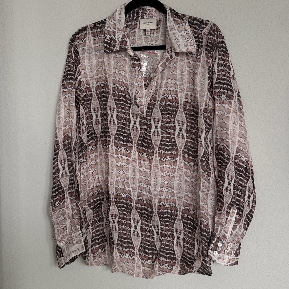 NWT haute Hippie Pink Snakeskin Long Sleeve Top